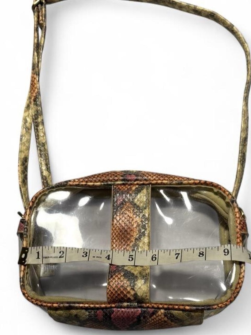 Clear Front Reptile-Print Crossbody Bag - Brown